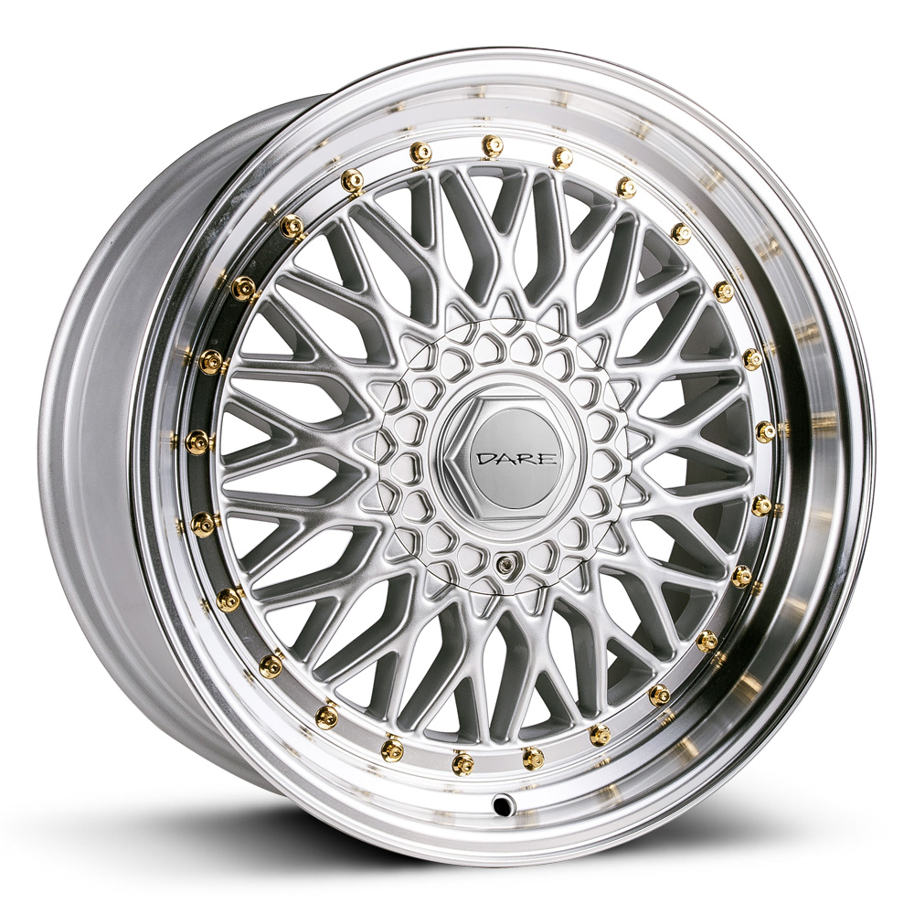 Dare Motorsport RS - Silver with Polished Rim & Gold Rivets