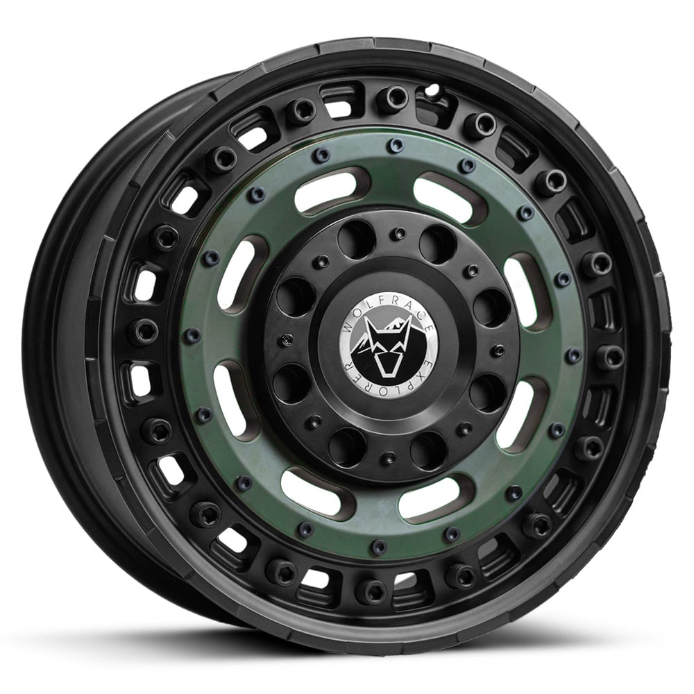 Wolfrace Explorer Slotmag - Matt Black with Green Centre